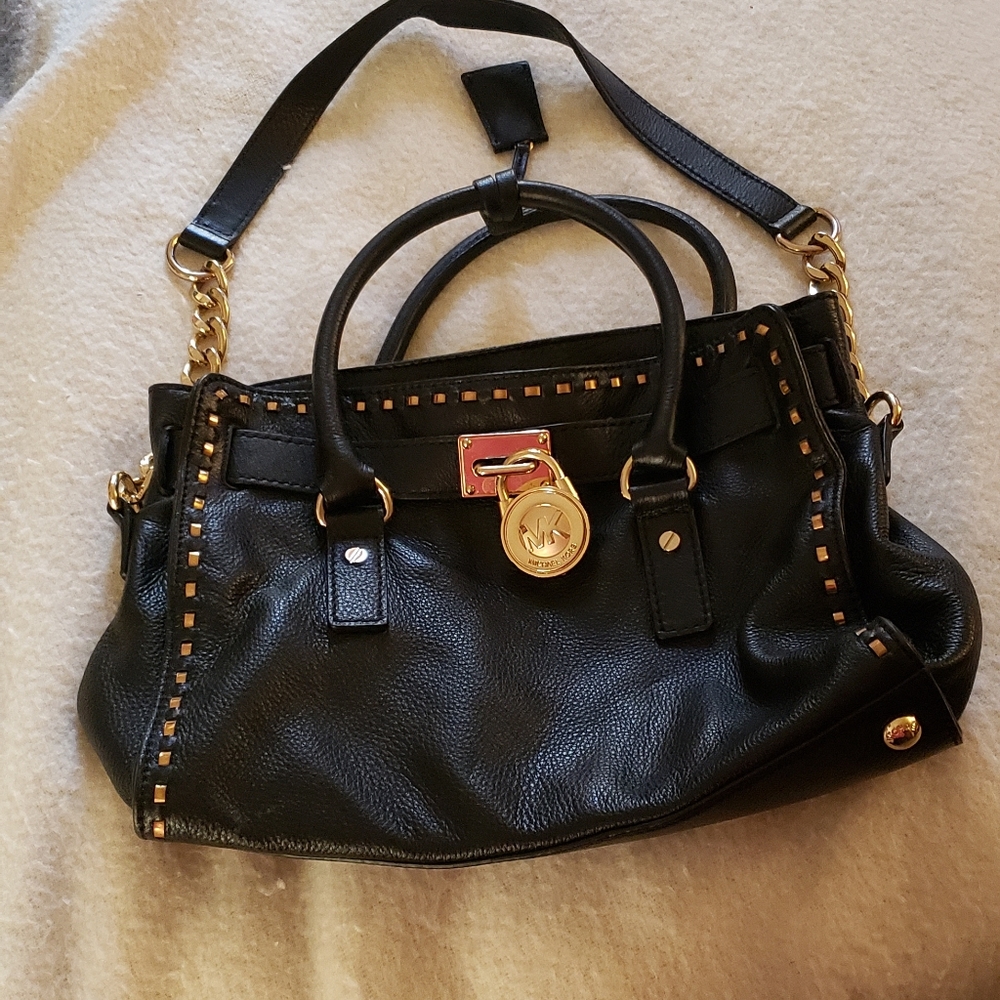 Michael Kors Black Leather Handbag.
